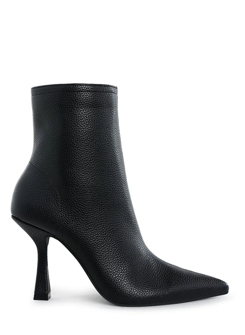 London Rag Women's Pleather Pointed Toe Ankle Boots in Black