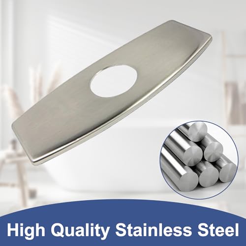 BWE 6.3 Inch Sink Hole Cover Bathroom Vessel Vanity Sink Faucet Rectangle Cover Deck Plate for 1 Or 3 Hole Escutcheon Brushed Nickel - Image 4
