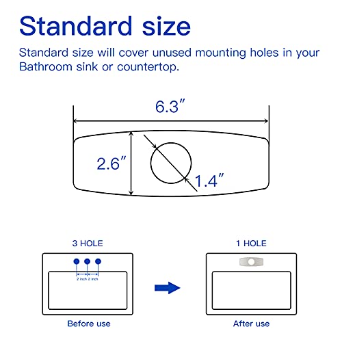 BWE 6.3 Inch Sink Hole Cover Bathroom Vessel Vanity Sink Faucet Rectangle Cover Deck Plate for 1 Or 3 Hole Escutcheon Brushed Nickel - Image 2