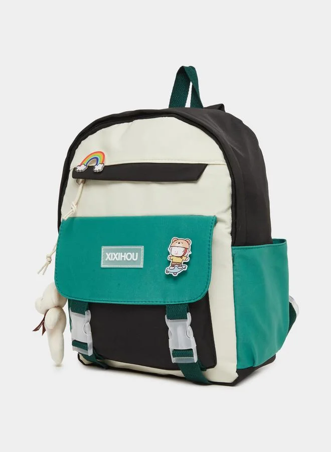 ستايلي Styli Color Block Backpack with Buckle Strap