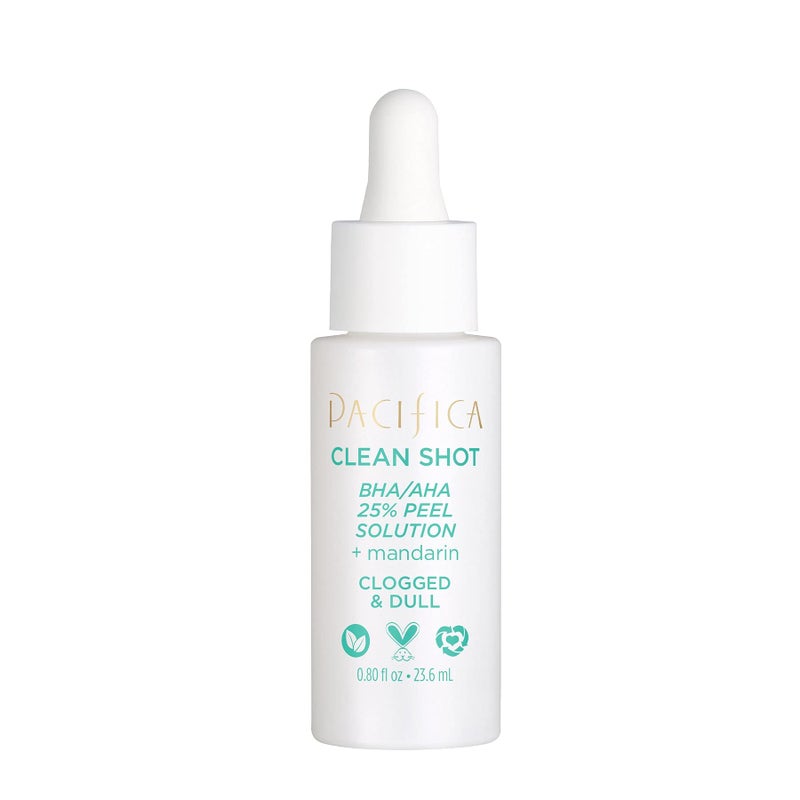 Pacifica Face Serum by Pacifica - Clean Shot AHA-BHA 25% Peel Solution with Glycolic & Salicylic Acid â€“ Exfoliating Facial Peel with Willow Bark, Turmeric & Vegan Lactic Acid, Vegan & Cruelty-Free, 0.8 oz - Image 1