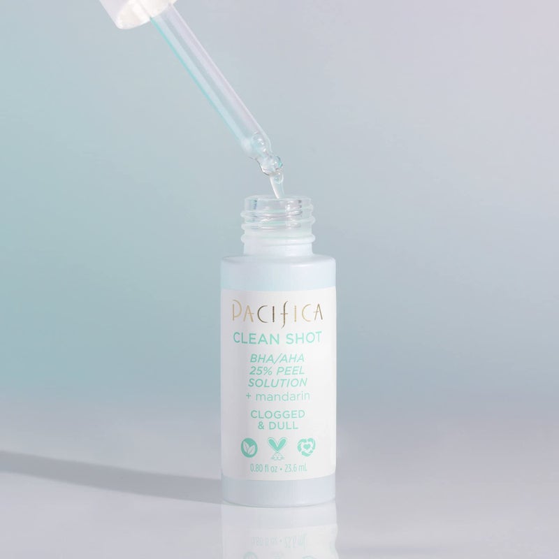 Pacifica Face Serum by Pacifica - Clean Shot AHA-BHA 25% Peel Solution with Glycolic & Salicylic Acid â€“ Exfoliating Facial Peel with Willow Bark, Turmeric & Vegan Lactic Acid, Vegan & Cruelty-Free, 0.8 oz - Image 2