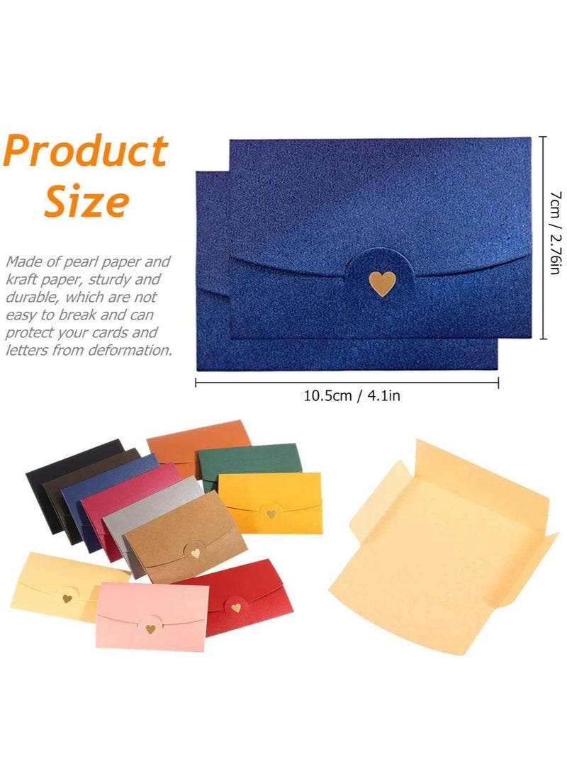 XiuWoo Mini Envelopes, 26 Pieces Gift Card Multi Color Envelope, with Heart Clasp, for Invitations, Postcard,Wedding, DIY Cards, Valentine's Day (13 Models) - Image 2