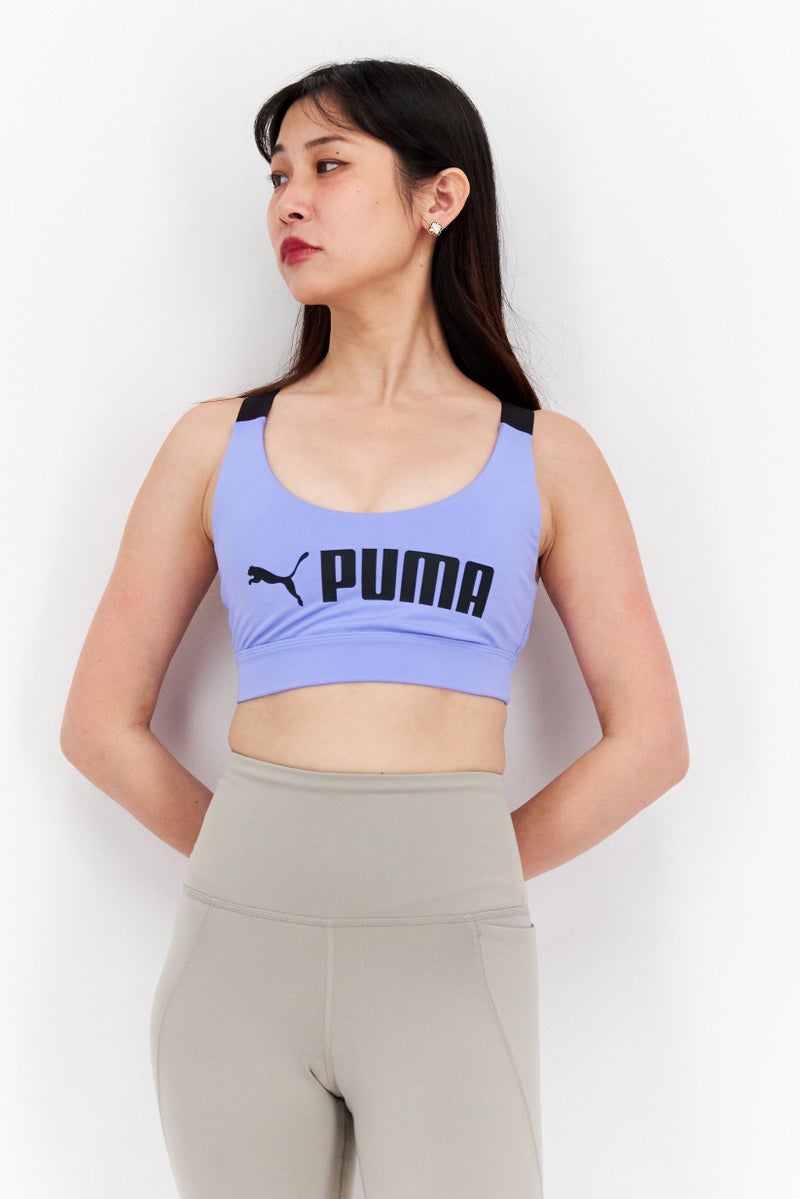PUMA Women Lightly Padded Brand Logo Sports Bra, Purple - Image 1