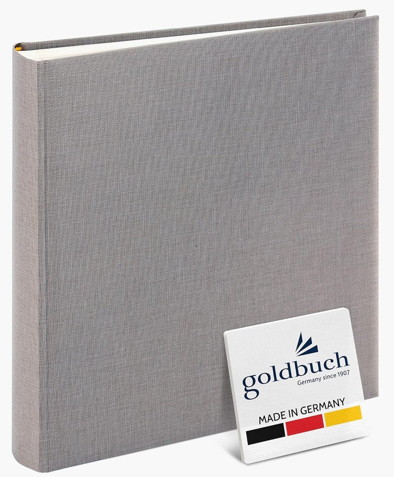 Goldbuch Summertime Trend 2 24606 Photo Album with 60 White Pages with Glassine Dividers, Memory Album with Linen Cover, Photo Album for Gluing, Grey, 25 x 25 cm - Image 1