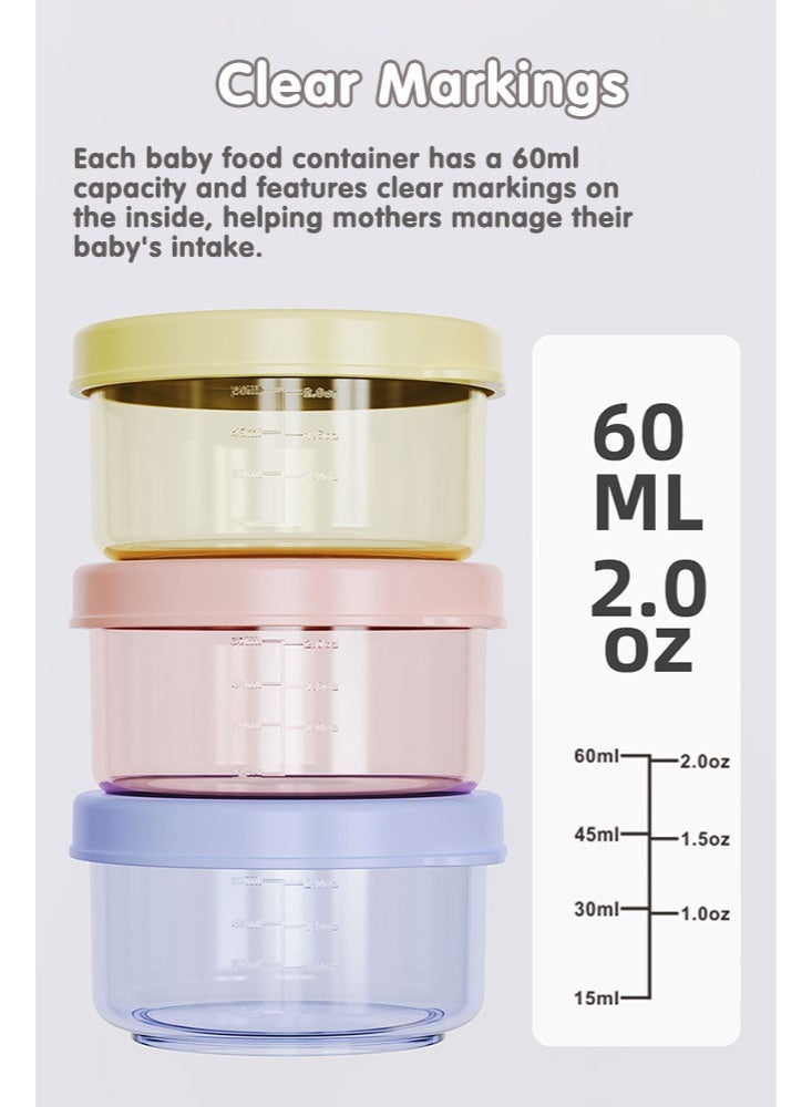Sharpdo 6 PCS Baby Food Storage with Lid, Reusable Infant Food Containers Jars, Leak-Proof Snack Container for Infant & Babies, Microwave Dishwasher Friendly, 60ml - Image 4