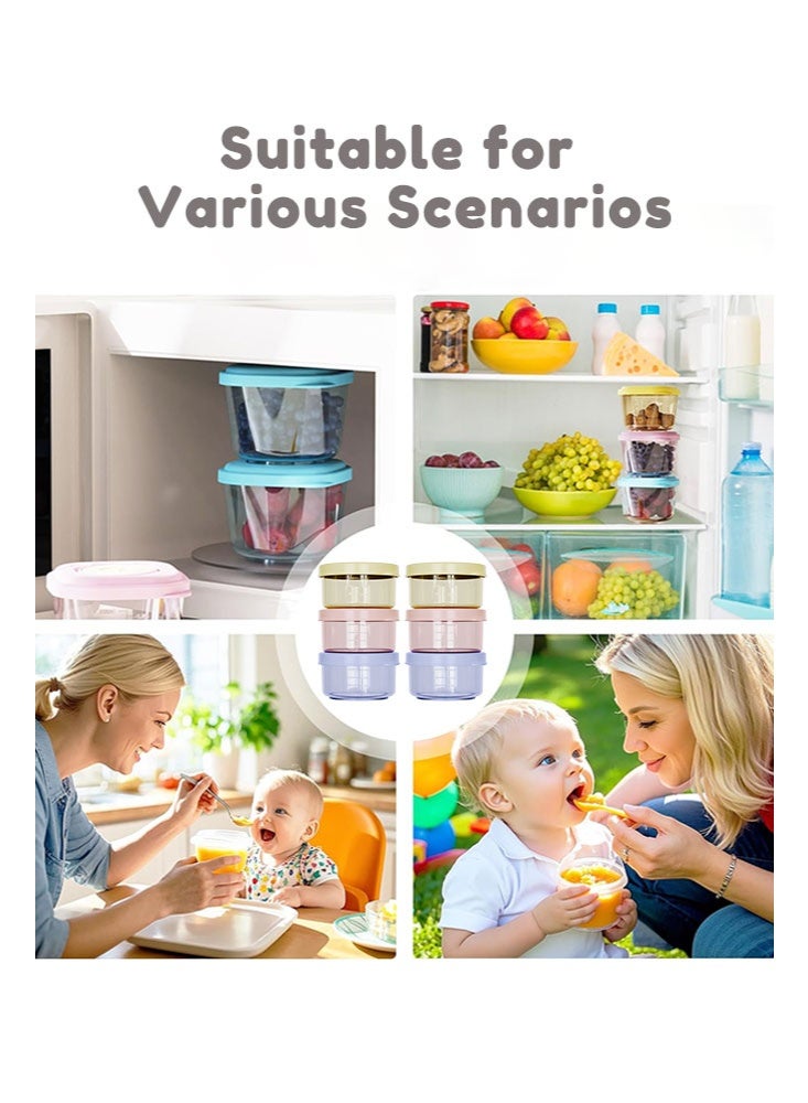 Sharpdo 6 PCS Baby Food Storage with Lid, Reusable Infant Food Containers Jars, Leak-Proof Snack Container for Infant & Babies, Microwave Dishwasher Friendly, 60ml - Image 3