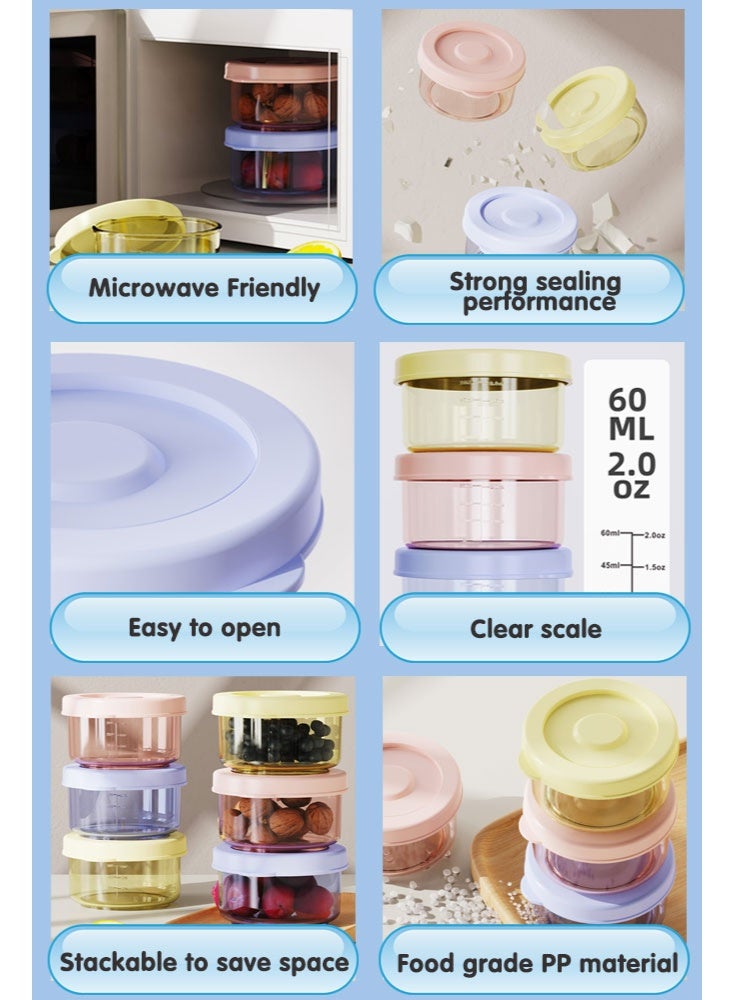 Sharpdo 6 PCS Baby Food Storage with Lid, Reusable Infant Food Containers Jars, Leak-Proof Snack Container for Infant & Babies, Microwave Dishwasher Friendly, 60ml - Image 2