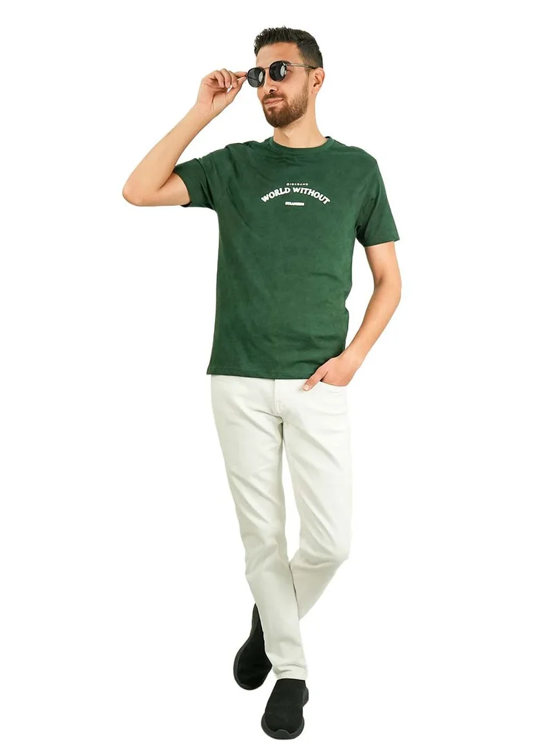 جيوردانو تيشيرت قطن رجالي بياقة دائرية وطبعة مميزة