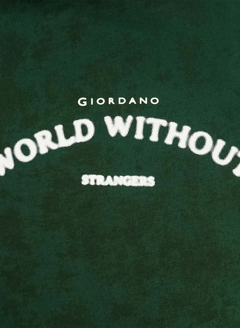 GIORDANO Men's Cotton Crewneck Tee with Signature Print