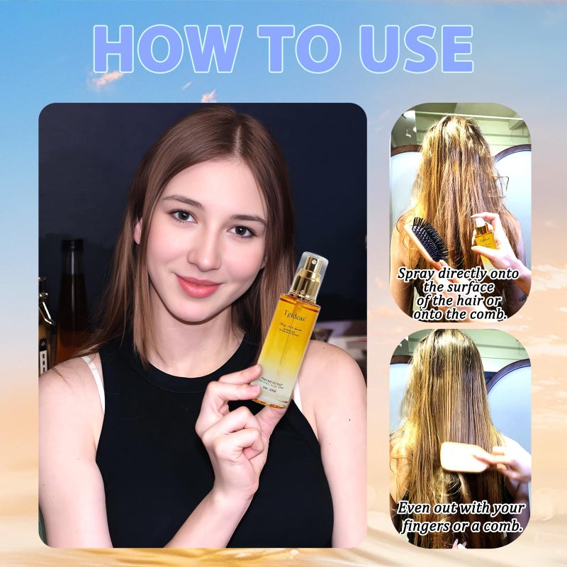 Tgideas Hair Oil Spray - Leave-in Hair Conditioning Oil with Jojoba Oil and Shea Butter -Clear Hair Oil Spray - For Dry Hair, Curly Hair, Detangling, Styling and Moisturizing- for Women & Men - Image 5