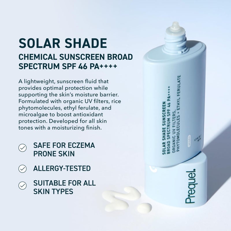 Prequel Skin Solar Shade - Moisturizing Face Sunscreen SPF 46 PA++++ Broad Spectrum UV Protection. Hydrating Sunblock for Dry Skin. Lightweight Travel Size Sun Protection, 1.7oz - Image 2