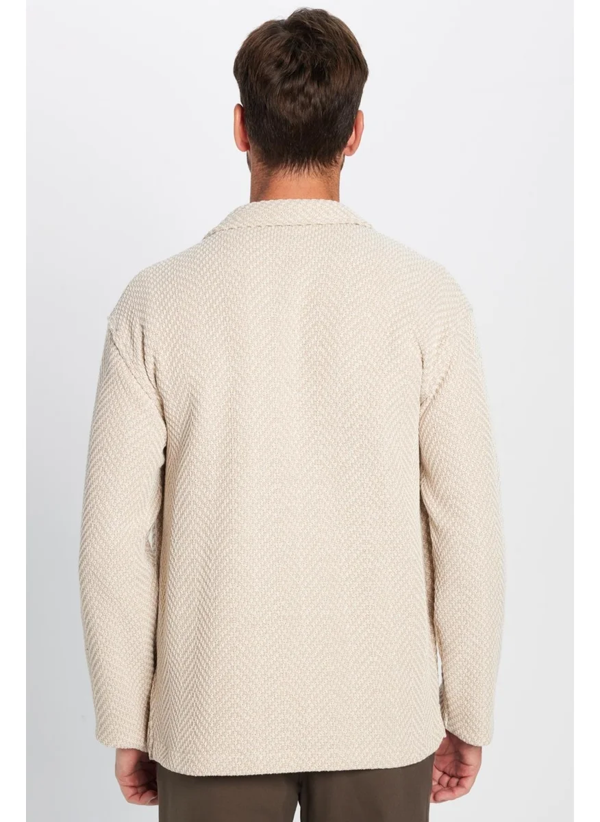 Tudors Men's Relax Fit Casual Cut Knitted Double Pocket Snap Button Dobby Shirt