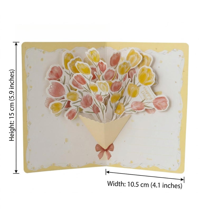 2pcs Pop Up 3D Rose Bouquet Greeting Cards Assorted With Envelopes And Stickers - Image 3