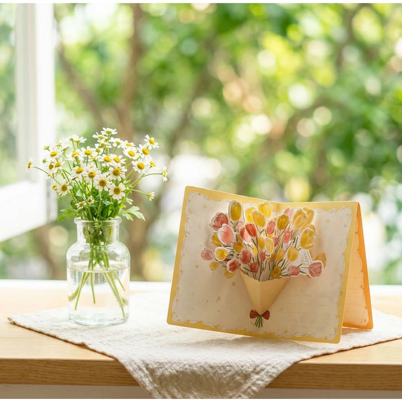 2pcs Pop Up 3D Rose Bouquet Greeting Cards Assorted With Envelopes And Stickers - Image 4
