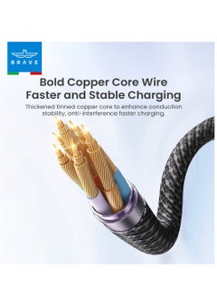 Brave Braided Fast Charging Data Cable USB-A to Type C 3A – Durable Nylon-Braided Charger Cord for Quick Charging & High-Speed Data Transfer, Compatible with Samsung Galaxy, Google Pixel, Huawei, MacBook, Nintendo Switch, and More Devices (1M Black)  - Image 2