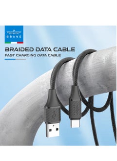 Brave Braided Fast Charging Data Cable USB-A to Type C 3A – Durable Nylon-Braided Charger Cord for Quick Charging & High-Speed Data Transfer, Compatible with Samsung Galaxy, Google Pixel, Huawei, MacBook, Nintendo Switch, and More Devices (1M Black)  - Image 3
