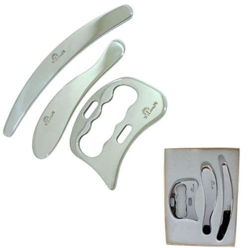 WITSOUL Gua Sha, Gua Sha Facial Tools, Stainless Steel Guasha Tool for Facial and Body SPA Accupressure Treatment Scraping Face Massage Tool (Punch Set of 3) - Image 1