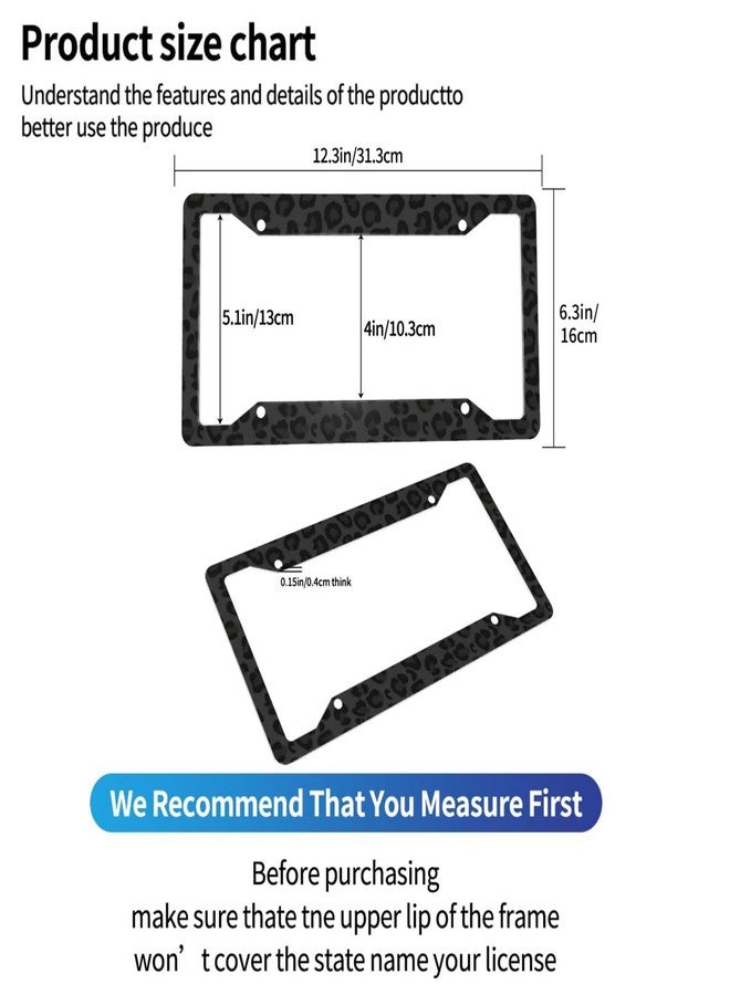 CTVSLFU License Plate Frame 2 Pack Aluminum Metal Rust-Proof Front & Rear Car Tag Holder with 4 Holes, Universal Car Accessories with Screws for Men & Women - 001 Black Leopard - Image 3