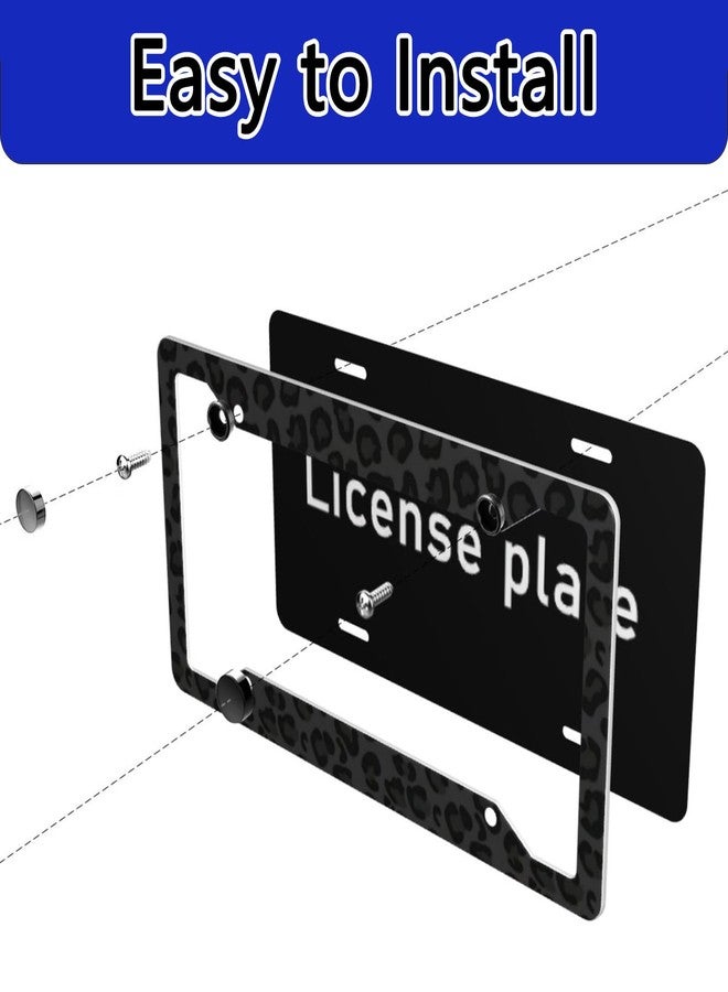 CTVSLFU License Plate Frame 2 Pack Aluminum Metal Rust-Proof Front & Rear Car Tag Holder with 4 Holes, Universal Car Accessories with Screws for Men & Women - 001 Black Leopard - Image 4