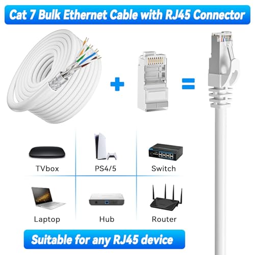 Soibke Cat 7 Ethernet Cable 500ft Bulk (20 RJ45), Outdoor&Indoor, SFTP Cat 7 Triple Shielded Ethernet Cable, LLDPE, Waterproof, Direct Burial, In-Ground, UV Resistant, LAN, Network, Internet, Cat7 500ft - Image 3