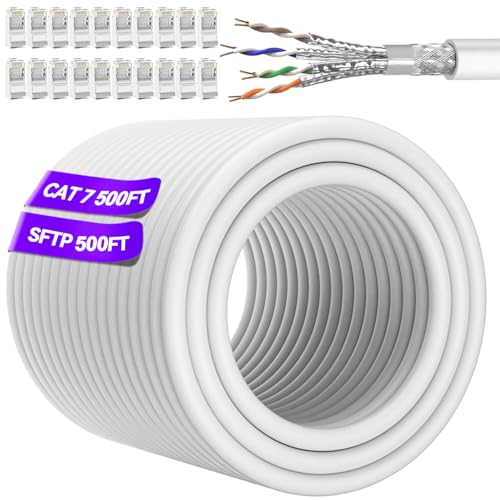 Soibke Cat 7 Ethernet Cable 500ft Bulk (20 RJ45), Outdoor&Indoor, SFTP Cat 7 Triple Shielded Ethernet Cable, LLDPE, Waterproof, Direct Burial, In-Ground, UV Resistant, LAN, Network, Internet, Cat7 500ft - Image 1