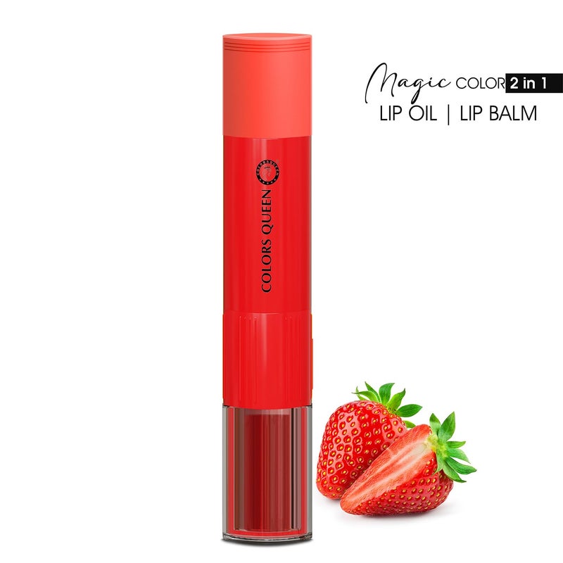 COLORS QUEEN Colors Queen Magic Color 2 in 1 Lip Balm Oil Strawberry 45g Nourishing Moisturizing for Dry and Chapped Lips Tinted for Women Enriched With Shea Butter Vitamin E - Image 5