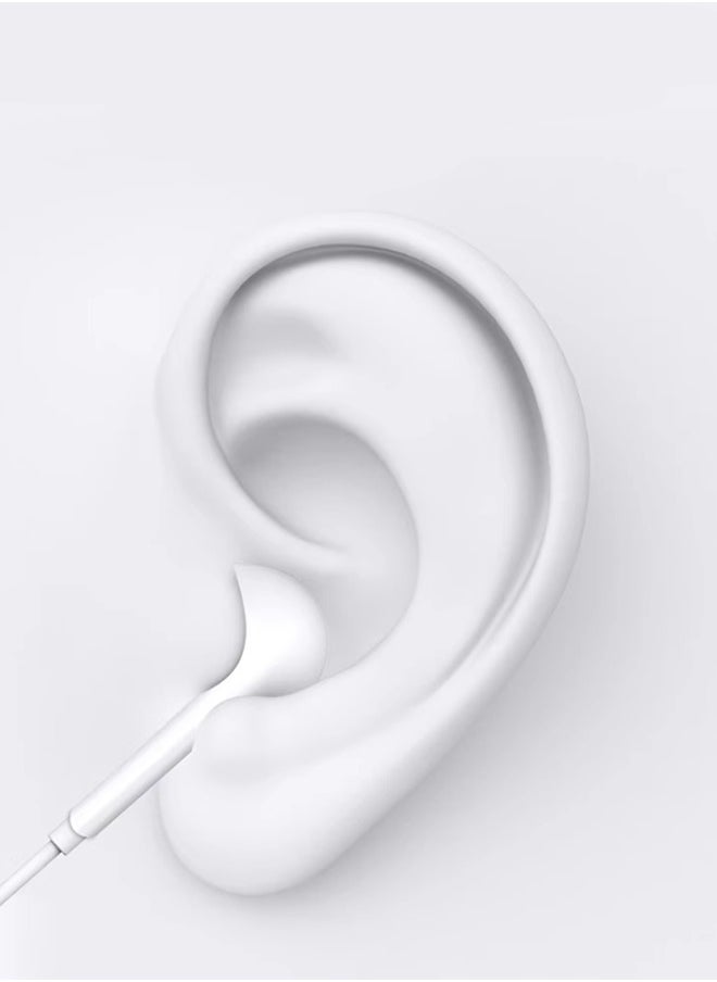 High-quality wired headphones with USB C interface, wired headphones with microphone and volume control function, ear-type headphones suitable for iPhone 15 Pro Max, iPad Pro/Air, Samsung/All Android phones with USB C interface (white model)