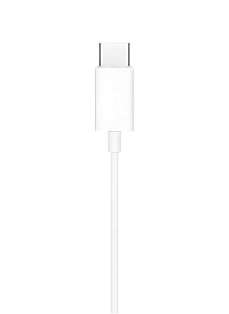 High-quality wired headphones with USB C interface, wired headphones with microphone and volume control function, ear-type headphones suitable for iPhone 15 Pro Max, iPad Pro/Air, Samsung/All Android phones with USB C interface (white model)
