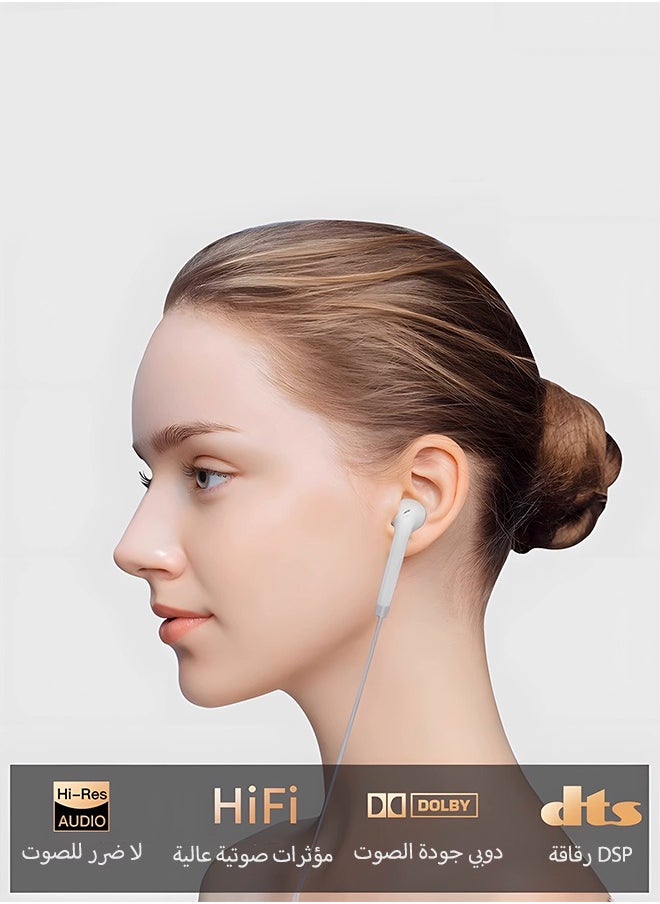 High-quality wired headphones with USB C interface, wired headphones with microphone and volume control function, ear-type headphones suitable for iPhone 15 Pro Max, iPad Pro/Air, Samsung/All Android phones with USB C interface (white model)