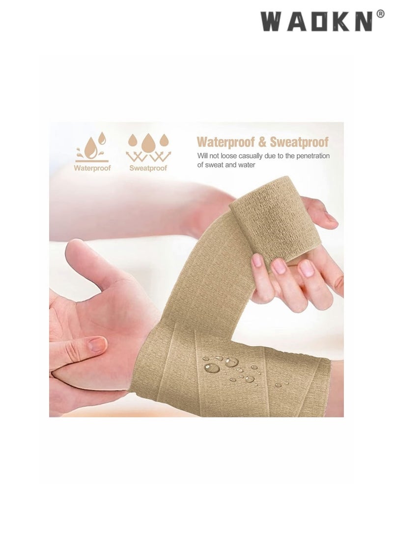 12 Pack Self Adhesive Bandage Self Adherent Cohesive Wrap Bandages Non-woven Tattoo Camouflage Elastic Bandage 5 Centimeter5X 4.5 Meter All Sports Wrap Tape Breathable Wound Tape