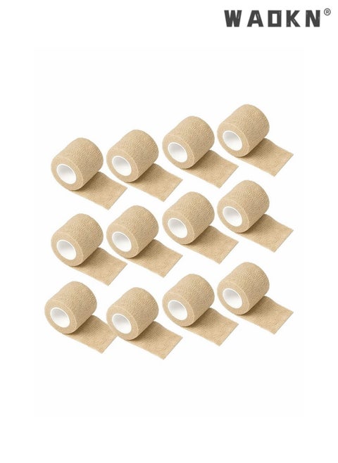 12 Pack Self Adhesive Bandage Self Adherent Cohesive Wrap Bandages Non-woven Tattoo Camouflage Elastic Bandage 5 Centimeter5X 4.5 Meter All Sports Wrap Tape Breathable Wound Tape