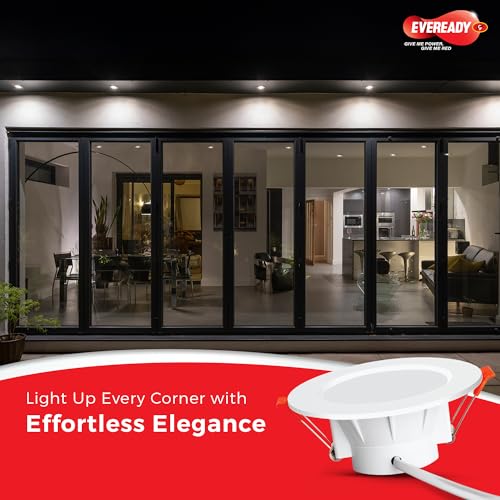 Eveready Aluminium 10W LED Downlight, Round Shape, Cool Day White, 80 Lm/W Efficiency, 4KV Surge Protection, 810 Lumens, 75Mm Cut Size, Lightweight, Integrated Driver, Junction Box Fit, Pack of 4 - Image 2