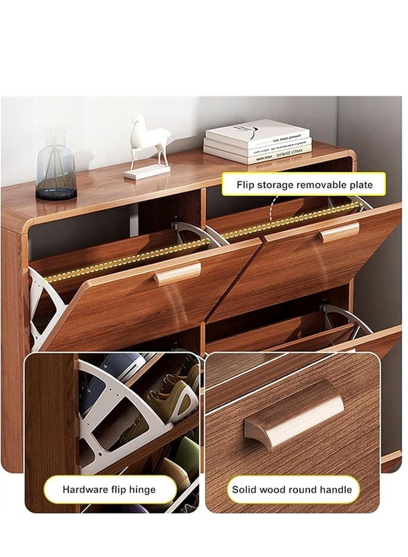 Generic Tipping Bucket Shoe Cabinet-Slim Wooden Storage Cabinet with 3 Flip Drawers and Solid Wood Legs, Entryway Narrow Shoe Organizer for Home Hallway Bedroom Living Room Space Saving (White)  - Image 4