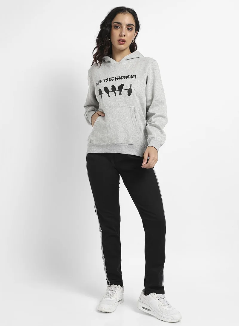 Campus Sutra Dare To Different Hoodie With Ribbed Hem