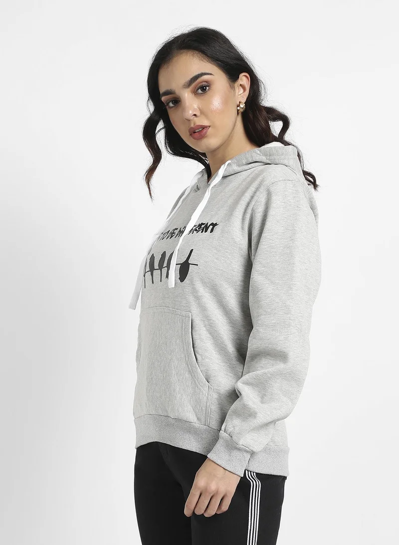 Campus Sutra Dare To Different Hoodie With Ribbed Hem