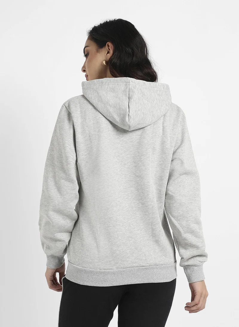 Campus Sutra Dare To Different Hoodie With Ribbed Hem