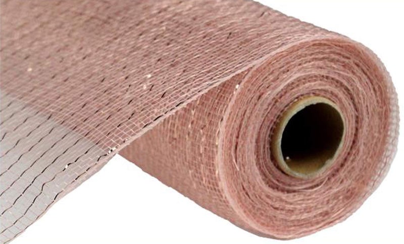 Craig Bachman Craig Bachman 10 Poly Deco Mesh Metallic New Rose Gold wFoil 10 Yards New Rose Gold with Foil Floral Arrangement Wreath Mesh Ribbon 