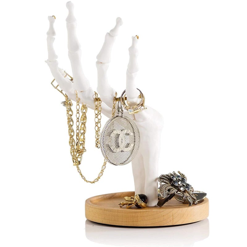 Suck UK Gothic Decor - Skeleton Hand - Gothic Home Decor - Jewelry Holder - Goth Gifts For Women - Jewelry Organizer - Halloween Decorations - Goth Desk Accessories | Ring Holder | Trinket Dish White - Image 4