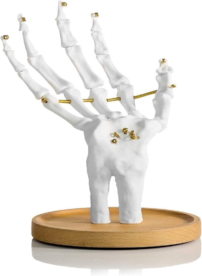 Suck UK Suck UK Skeleton Hand Ring Holder & Jewelry Stand Earring Organizer & Necklace Holder For Gothic Decor Halloween Decorations & Bedroom Accessories Bracelet Holder & Organizer White - Image 2