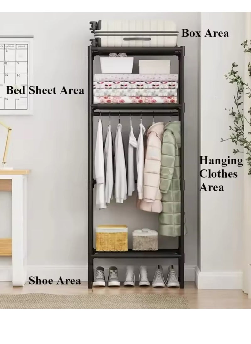 COYICMSS - Wardrobe Hanger Multifunctional Floor Standing Storage Rack Single Row Space Saving Applicable Household Bedroom Storage Shelf - Image 1