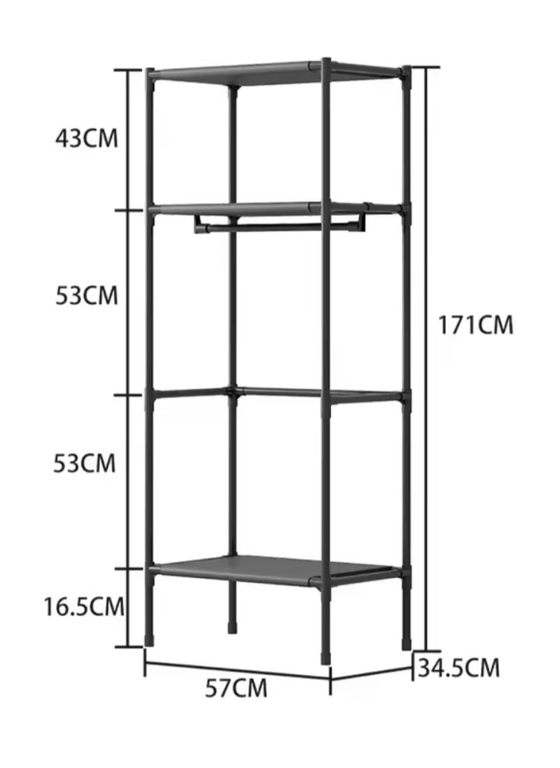 COYICMSS - Wardrobe Hanger Multifunctional Floor Standing Storage Rack Single Row Space Saving Applicable Household Bedroom Storage Shelf - Image 1