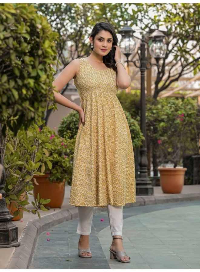 AKS Beige Anarkali with tie-ups at back