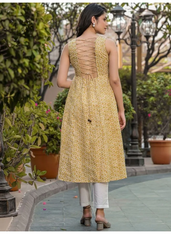 AKS Beige Anarkali with tie-ups at back