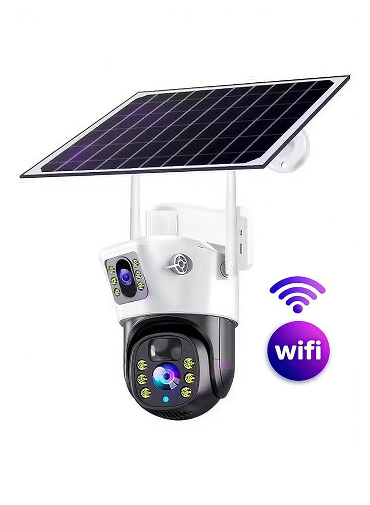 Generic 4MP Wireless Solar Security Cameras, WiFi Cameras Outdoor for Home Security, 360° PTZ Surveillance Camera with Dual Lens, Night Vision, 2-Way Audio, PIR Motion Detection, Humanoid Auto Tracking  - Image 1
