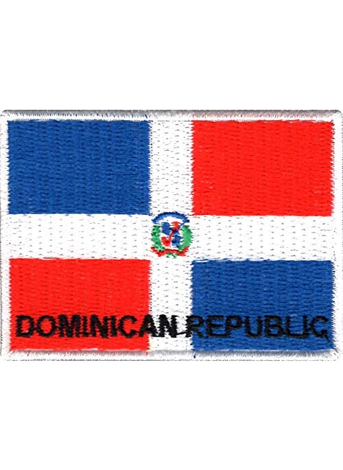 Artist Unknown - Dominican Republic Flag Applique Embroidered Sweing Patch Suitable for Jackets, Bags, T-Shirts, Jeans, Pants, Outdoor Clothing ; Size: 7cm x 5cm ; Imported from Malaysia (1 Piece) - Image 1