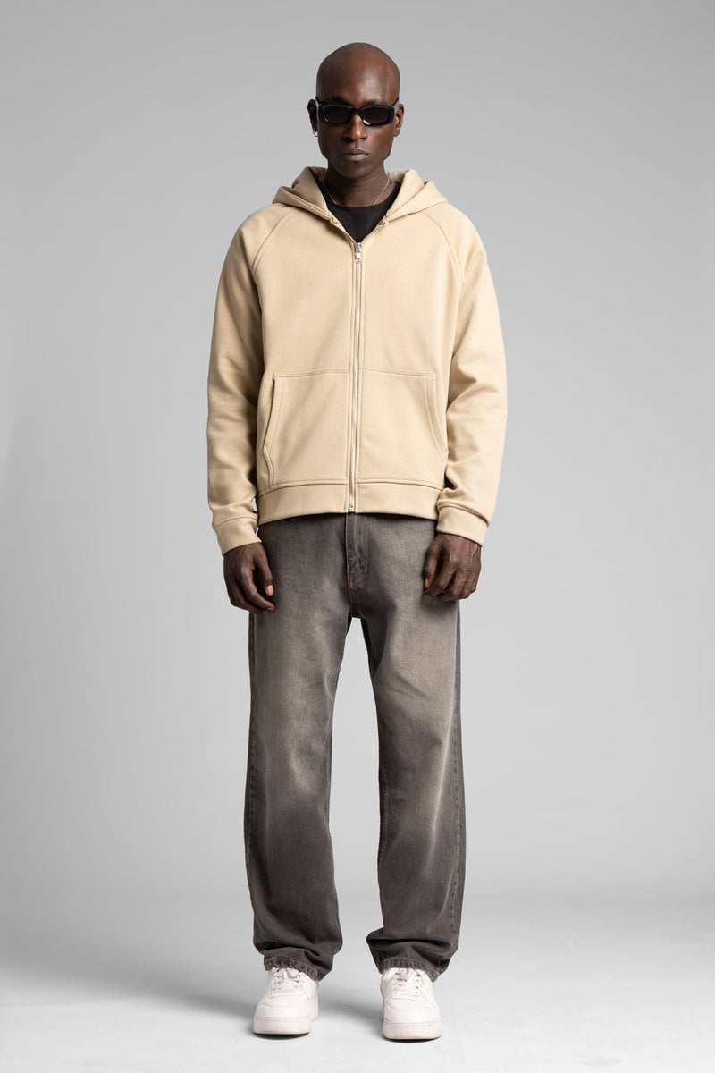 Catch Diagonal Textured Zip-Up Hooded Sweatshirt - Image 1