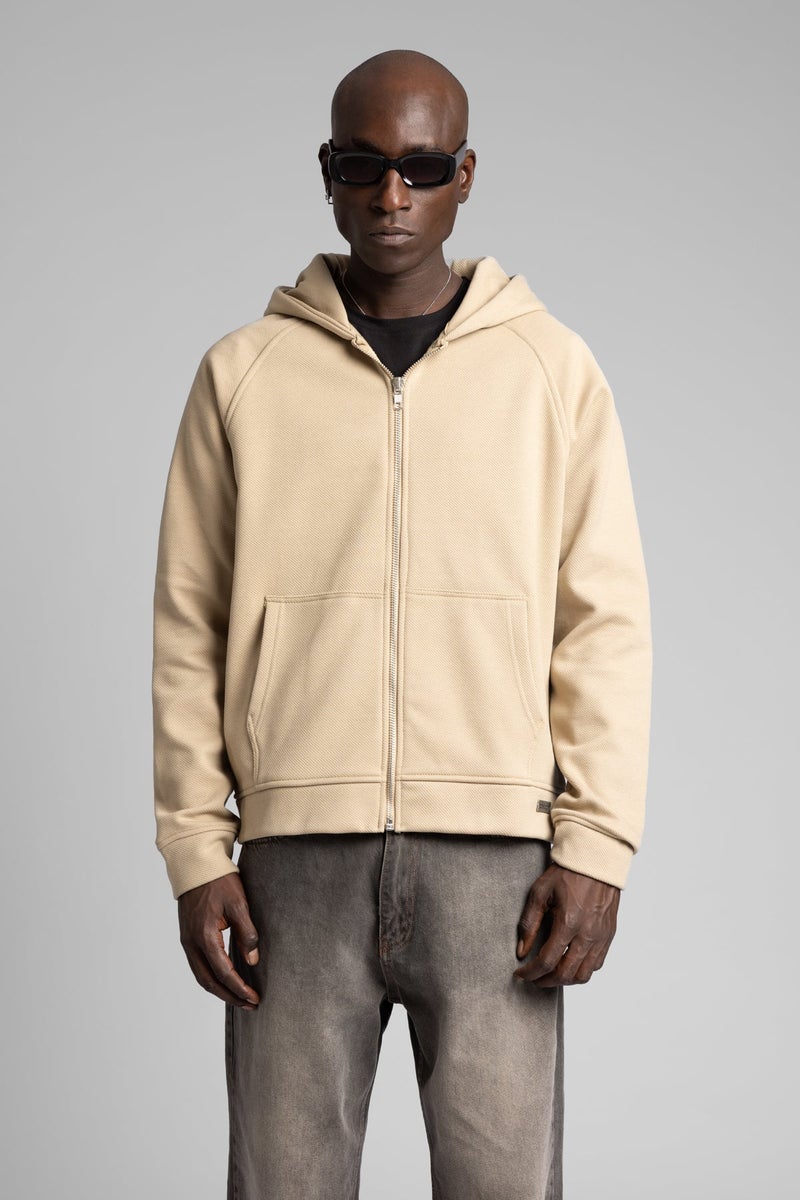 Catch Diagonal Textured Zip-Up Hooded Sweatshirt - Image 3