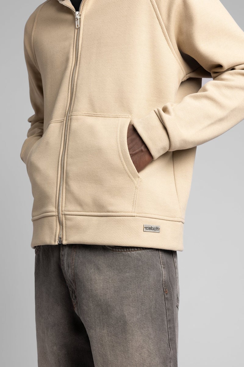 Catch Diagonal Textured Zip-Up Hooded Sweatshirt - Image 2