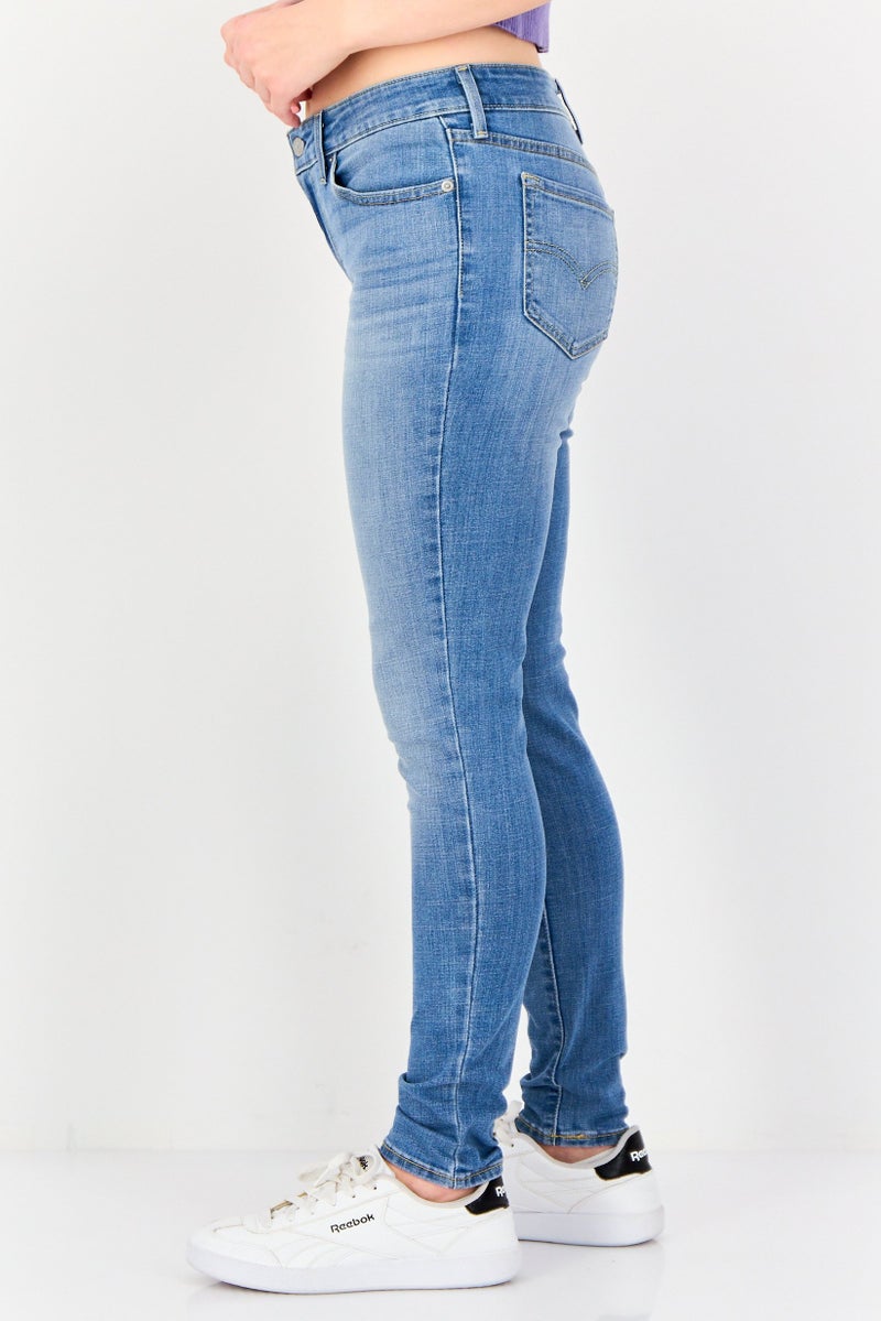 Levi's Women Skinny Fit Washed Stretchable Jeans, Blue - Image 3